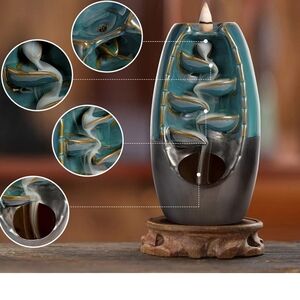 Ceramic Incense Burner with Waterfall Design